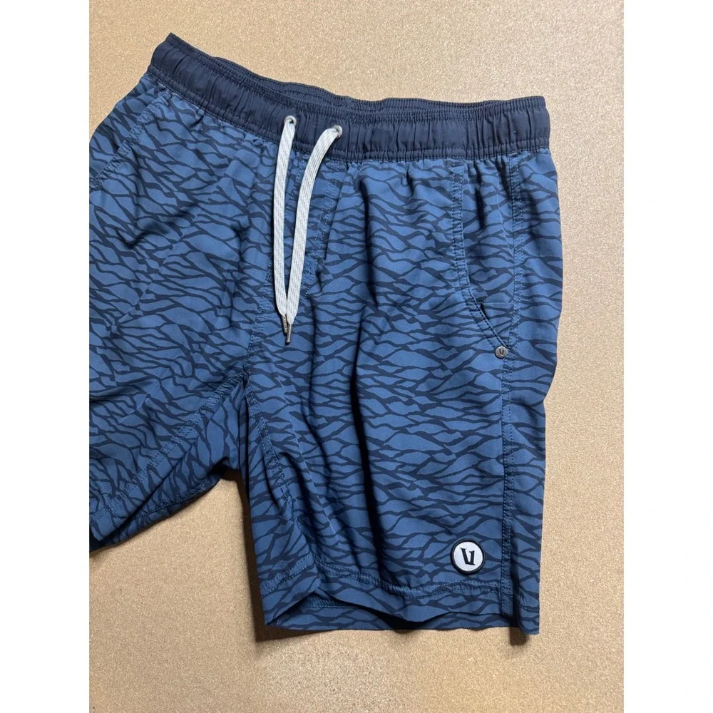 Lululemon Men's Swim Trunks Shorts Blue Black Patterned Drawstring Pockets‎